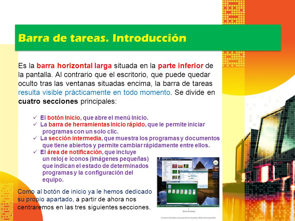 Barra de tareas. Introducción