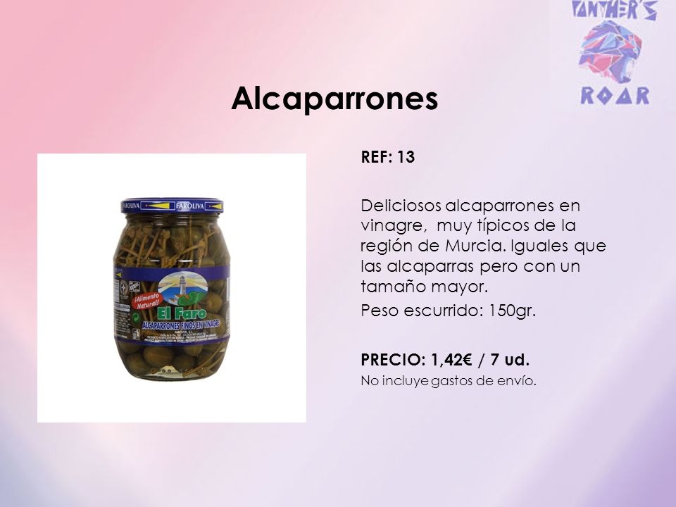 Alcaparrones REF: 13. Deliciosos alcaparrones en vinagre, muy típicos de la región de Murcia. Iguales que las alcaparras pero con un tamaño mayor.