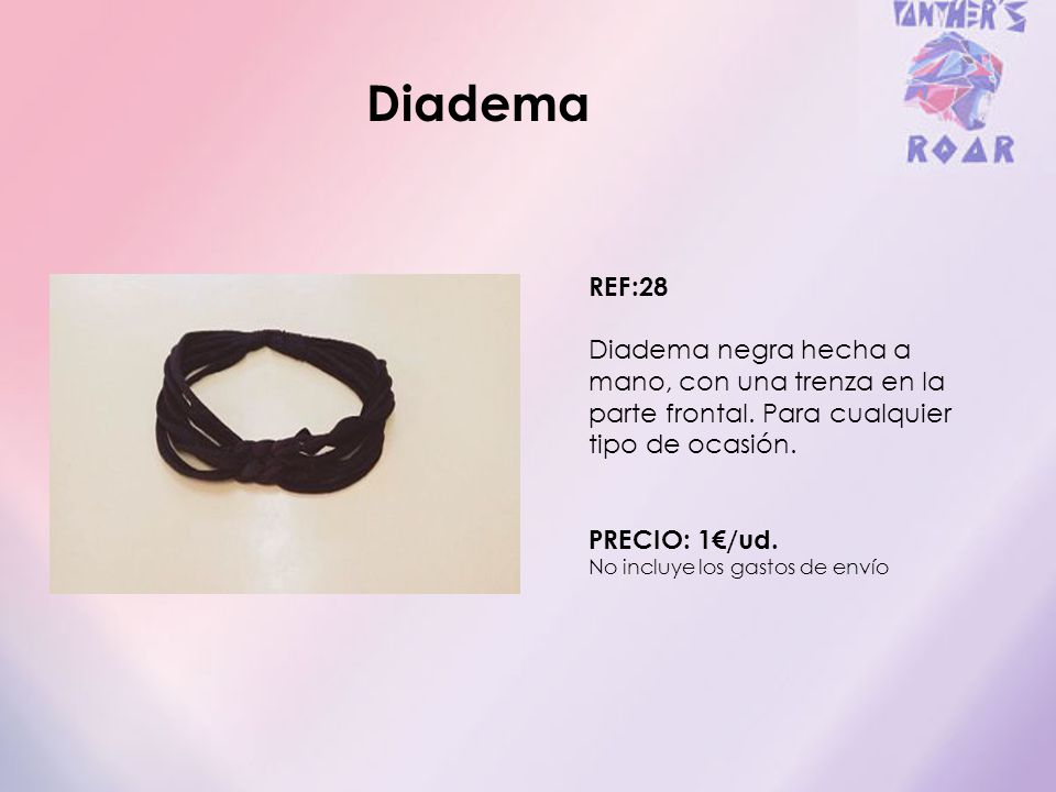 Diadema REF:28. Diadema negra hecha a mano, con una trenza en la parte frontal. Para cualquier tipo de ocasión.