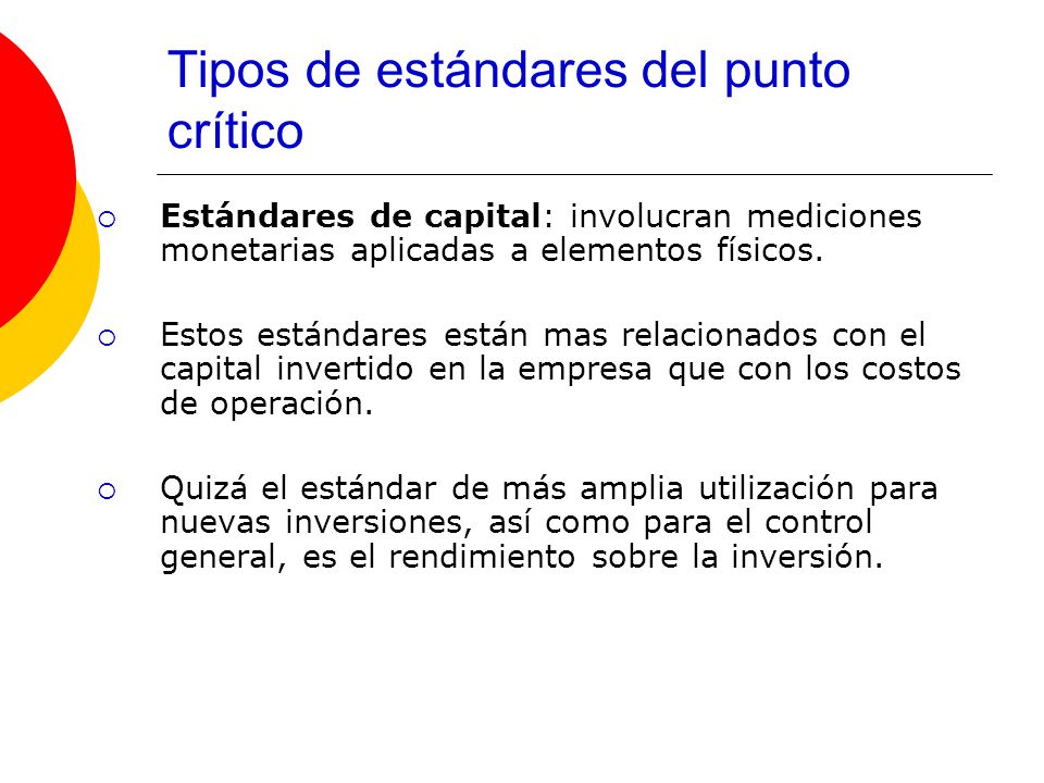 Tipos de estándares del punto crítico