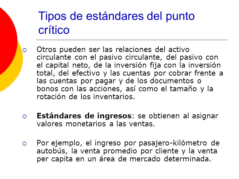 Tipos de estándares del punto crítico