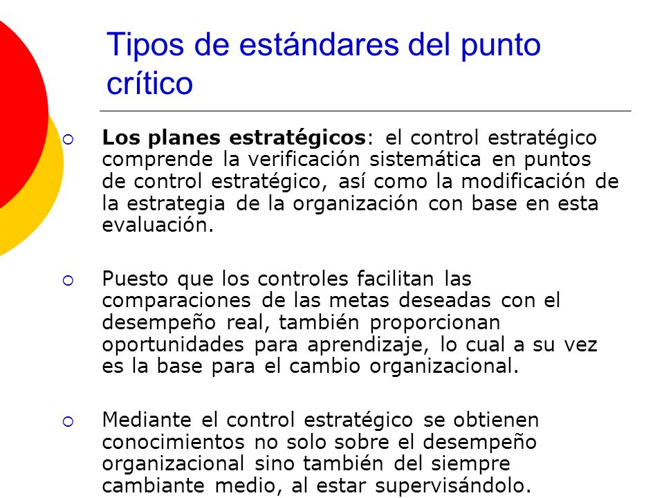 Tipos de estándares del punto crítico
