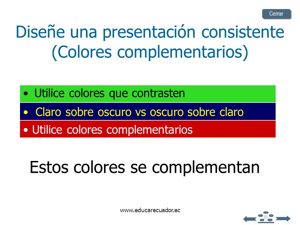 Diseñe una presentación consistente (Colores complementarios)