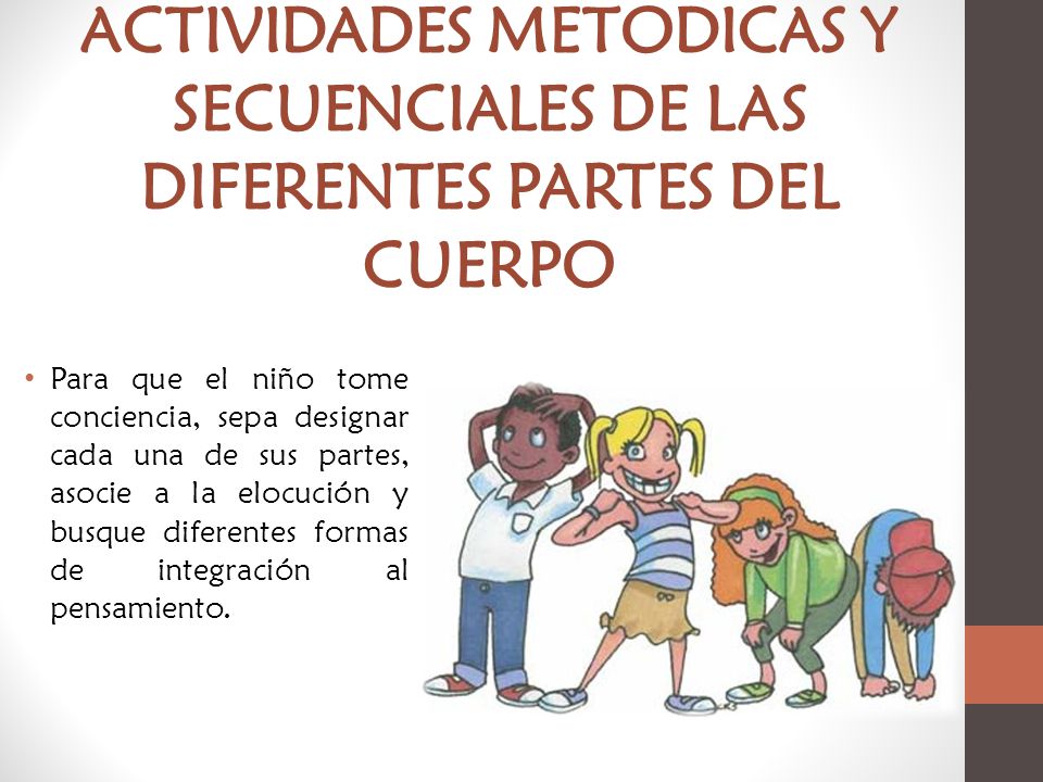 ACTIVIDADES METODICAS Y SECUENCIALES DE LAS DIFERENTES PARTES DEL CUERPO