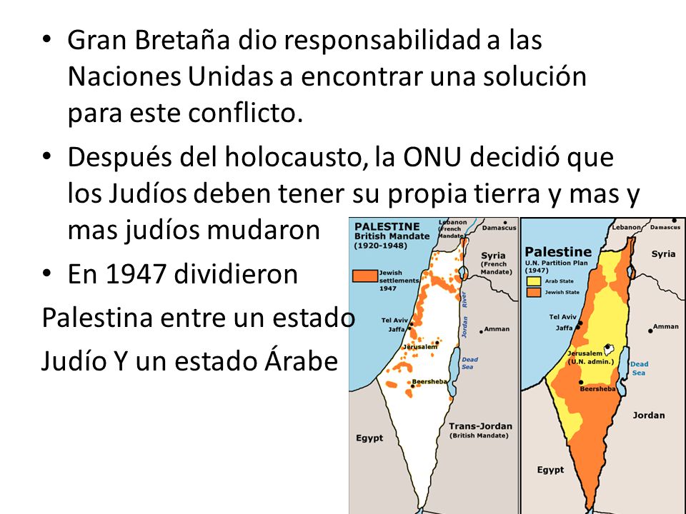 Gran Bretaña dio responsabilidad a las Naciones Unidas a encontrar una solución para este conflicto.