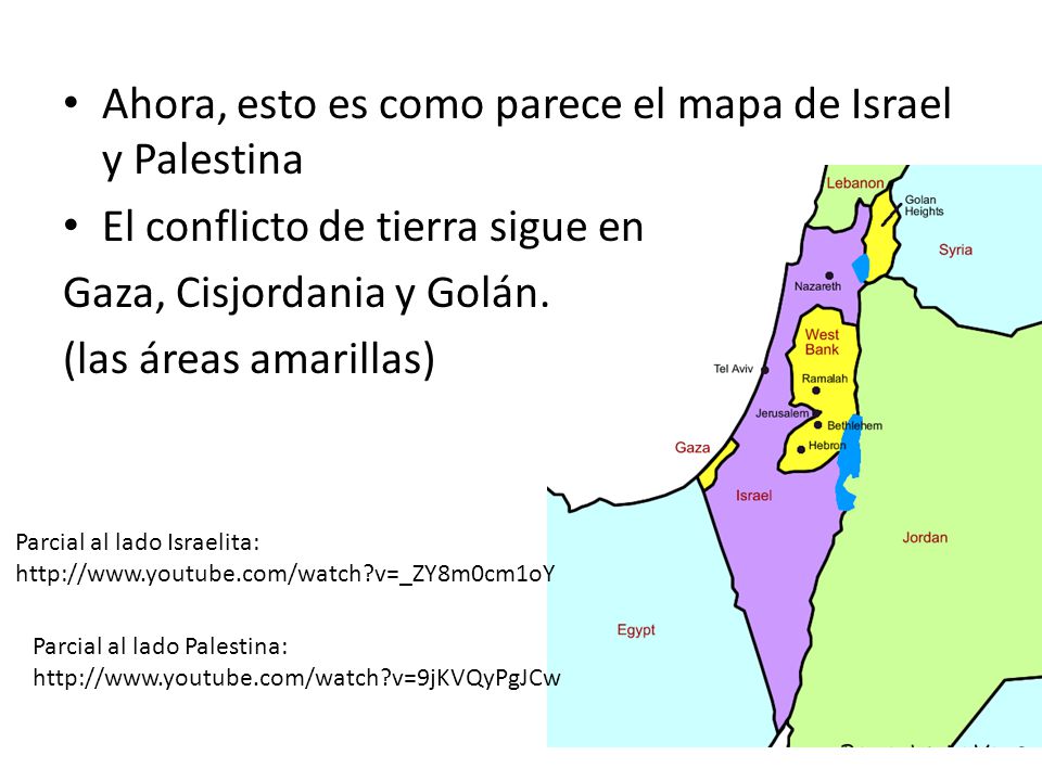 Ahora, esto es como parece el mapa de Israel y Palestina