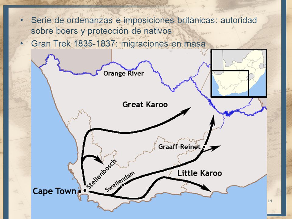 Serie de ordenanzas e imposiciones británicas: autoridad sobre boers y protección de nativos