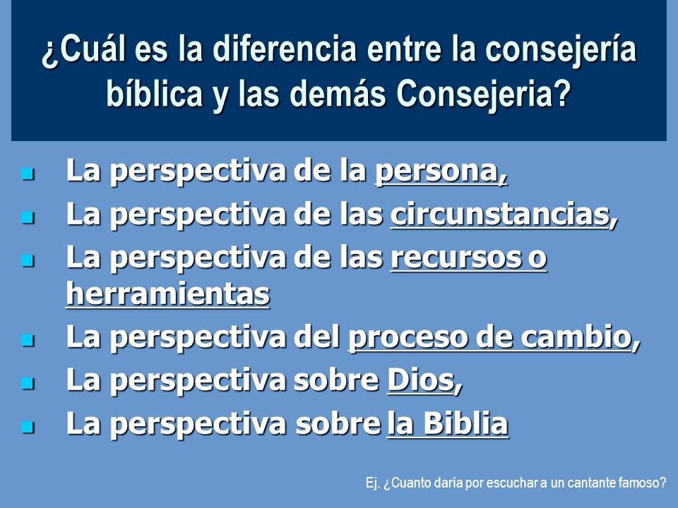 ¿Cuál es la diferencia entre la consejería bíblica y las demás Consejeria