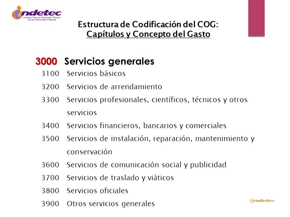 Estructura de Codificación del COG: Capítulos y Concepto del Gasto