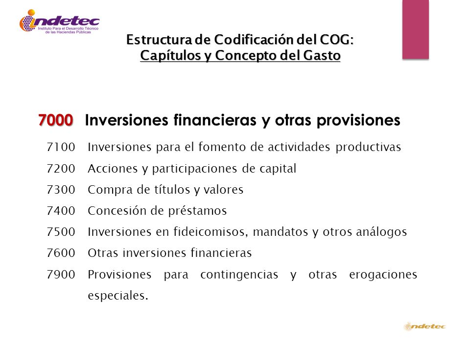 Estructura de Codificación del COG: Capítulos y Concepto del Gasto
