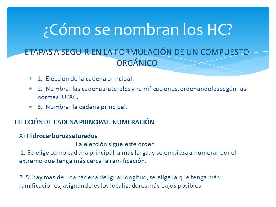 ETAPAS A SEGUIR EN LA FORMULACIÓN DE UN COMPUESTO ORGÁNICO