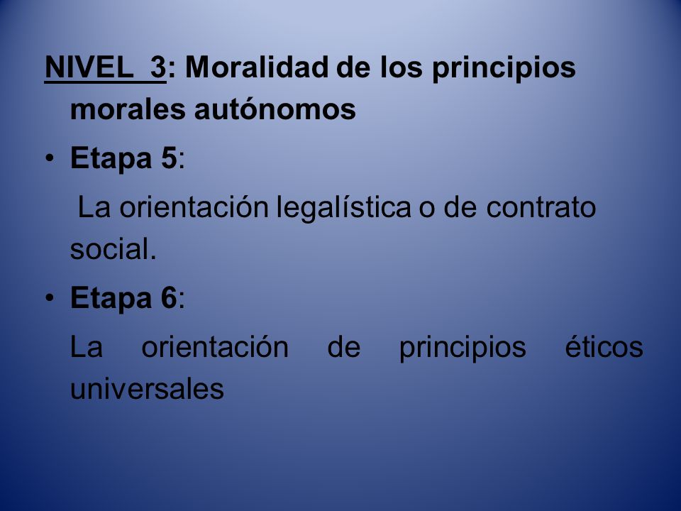NIVEL 3: Moralidad de los principios morales autónomos