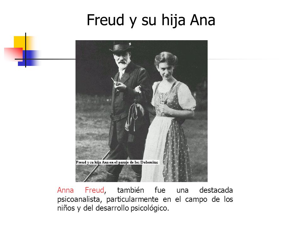 Freud y su hija Ana Anna Freud, también fue una destacada psicoanalista, particularmente en el campo de los niños y del desarrollo psicológico.