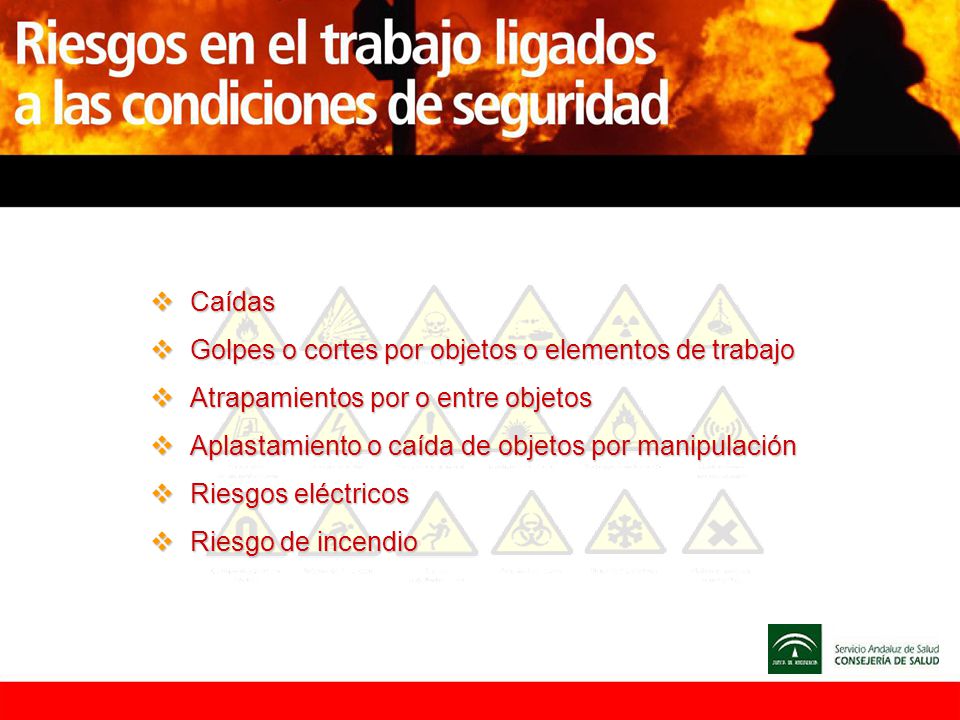 Caídas Golpes o cortes por objetos o elementos de trabajo. Atrapamientos por o entre objetos. Aplastamiento o caída de objetos por manipulación.