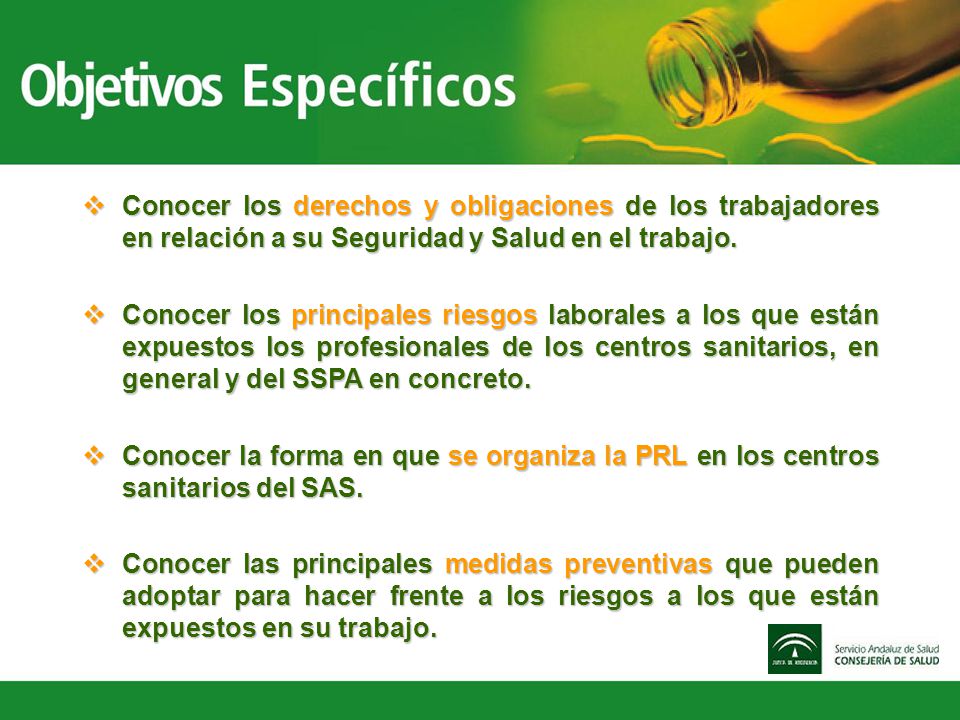 Conocer los derechos y obligaciones de los trabajadores en relación a su Seguridad y Salud en el trabajo.