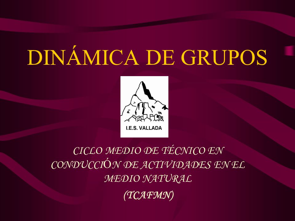 DINÁMICA DE GRUPOS CICLO MEDIO DE TÉCNICO EN CONDUCCIÓN DE ACTIVIDADES EN EL MEDIO NATURAL (TCAFMN)