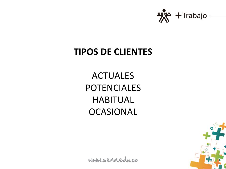 TIPOS DE CLIENTES ACTUALES POTENCIALES HABITUAL OCASIONAL