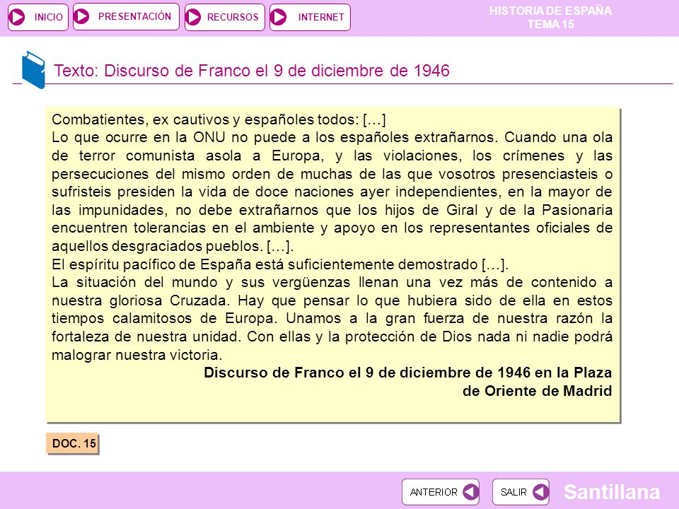 Texto: Discurso de Franco el 9 de diciembre de 1946