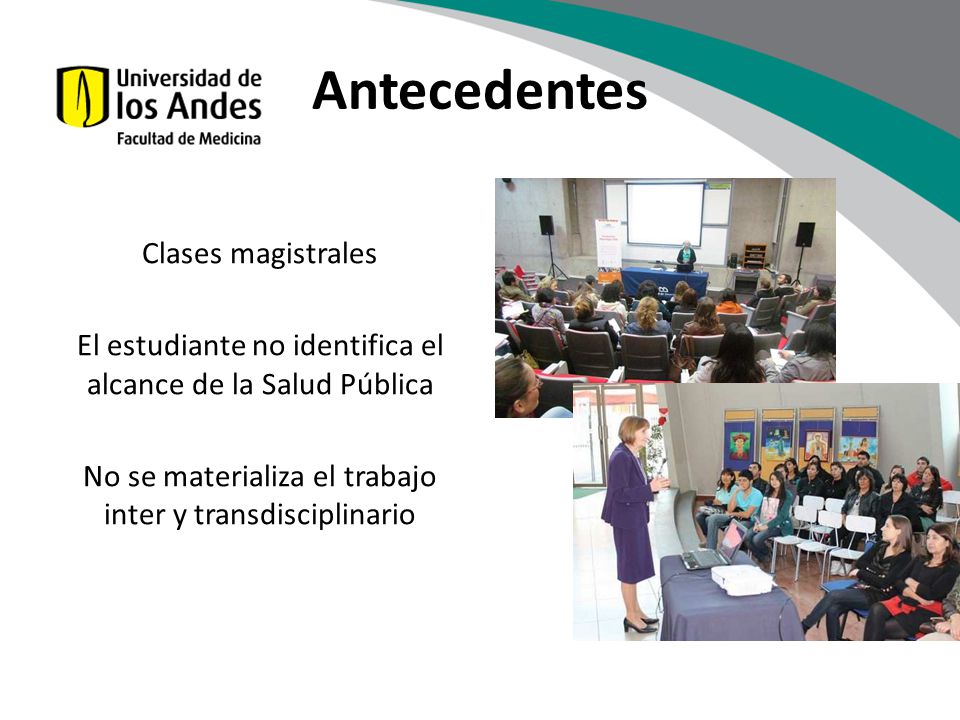 Antecedentes Clases magistrales El estudiante no identifica el alcance de la Salud Pública No se materializa el trabajo inter y transdisciplinario