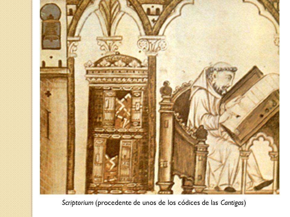 Scriptorium (procedente de unos de los códices de las Cantigas)