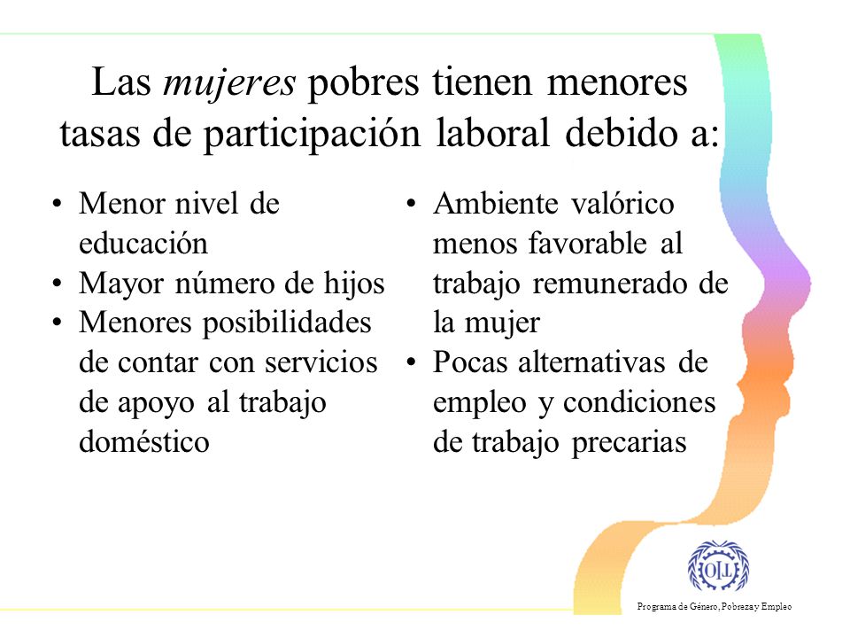 Las mujeres pobres tienen menores tasas de participación laboral debido a: