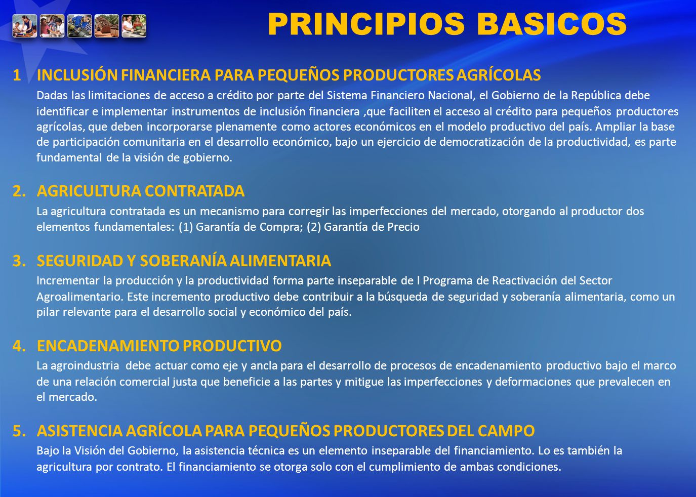 PRINCIPIOS BASICOS 1 INCLUSIÓN FINANCIERA PARA PEQUEÑOS PRODUCTORES AGRÍCOLAS.