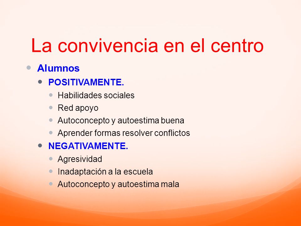 La convivencia en el centro
