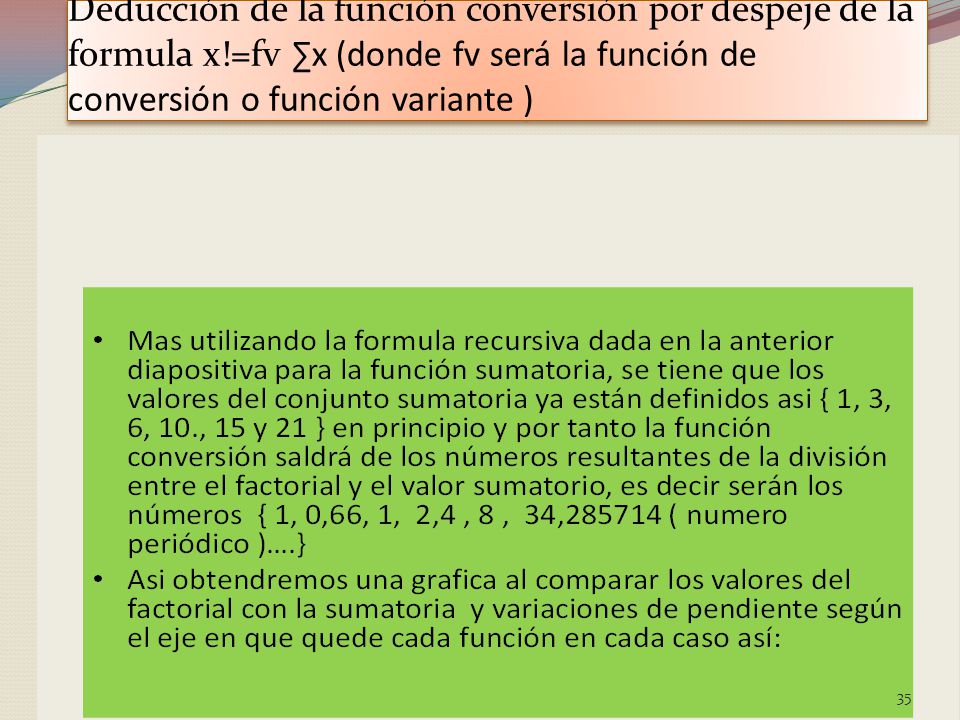 Deducción de la función conversión por despeje de la formula x