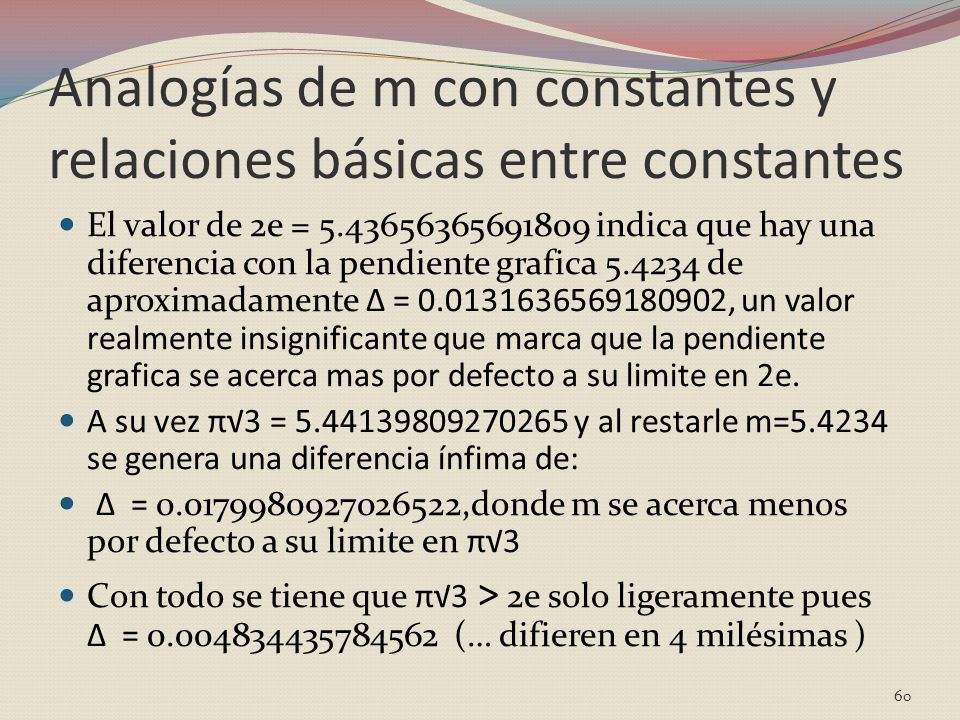 Analogías de m con constantes y relaciones básicas entre constantes