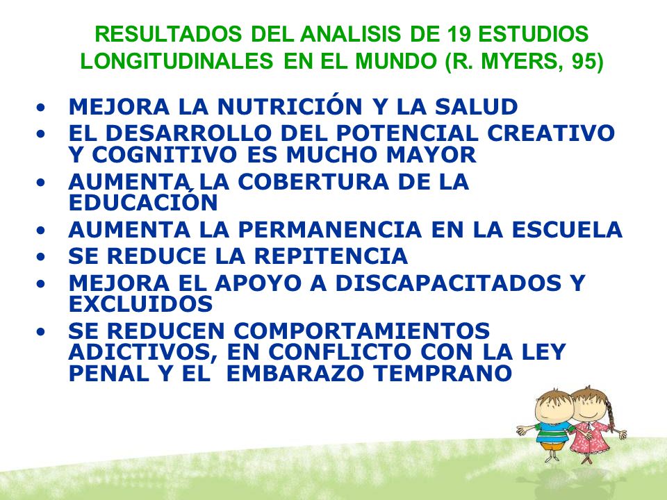 RESULTADOS DEL ANALISIS DE 19 ESTUDIOS LONGITUDINALES EN EL MUNDO (R