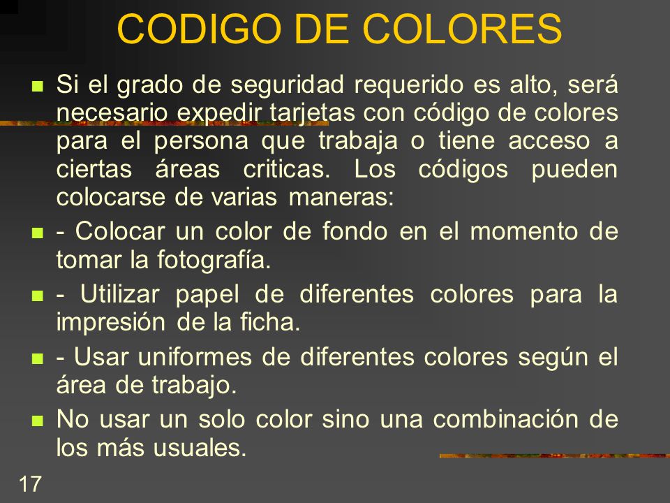 CODIGO DE COLORES
