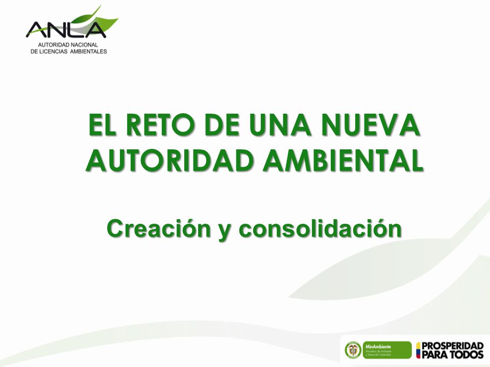 EL RETO DE UNA NUEVA AUTORIDAD AMBIENTAL Creación y consolidación