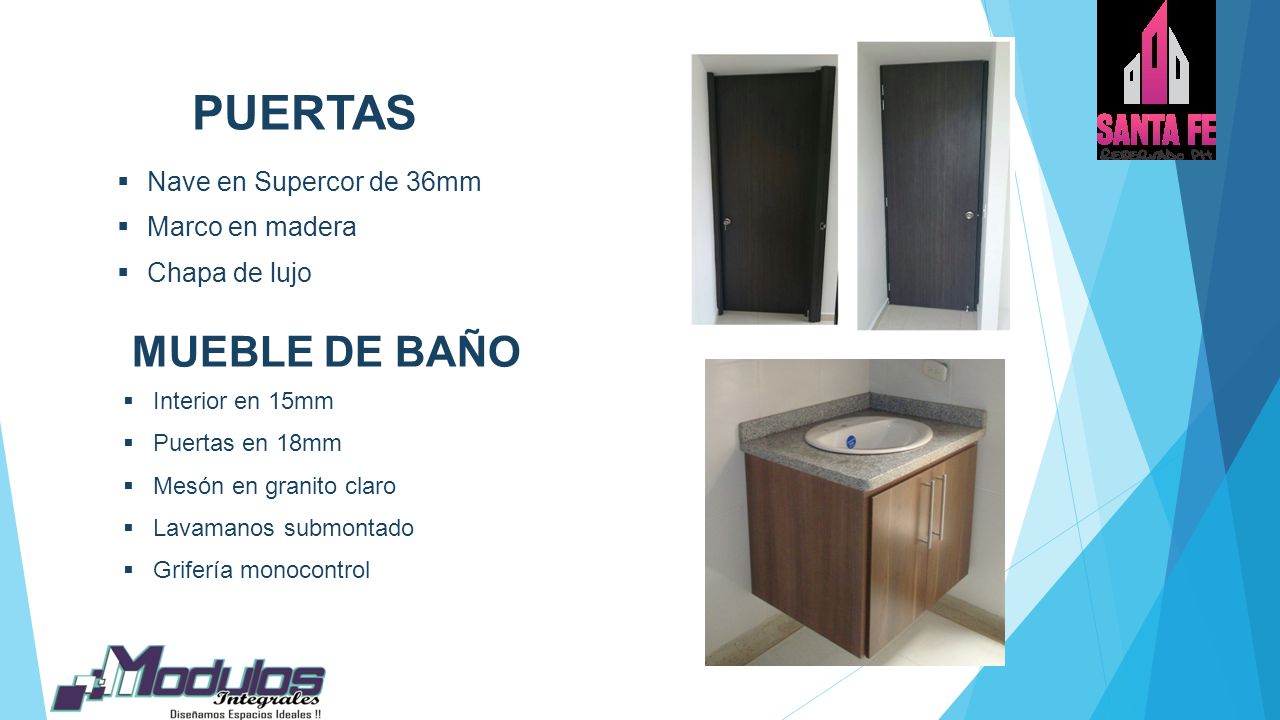 PUERTAS MUEBLE DE BAÑO Nave en Supercor de 36mm Marco en madera