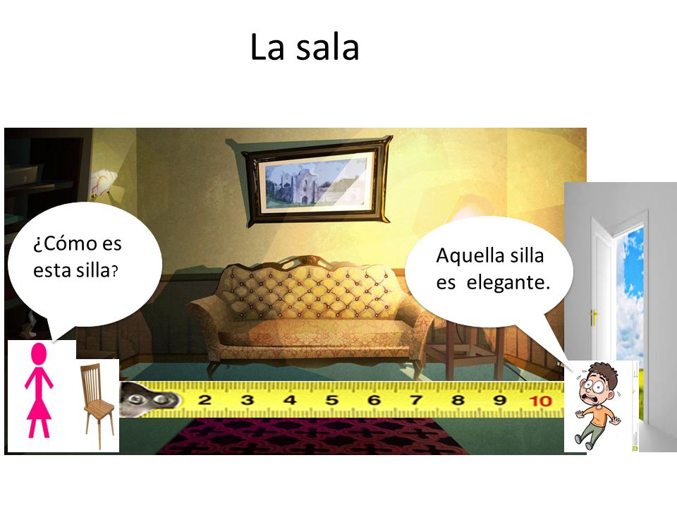 La sala ¿Cómo es esta silla Aquella silla es elegante.