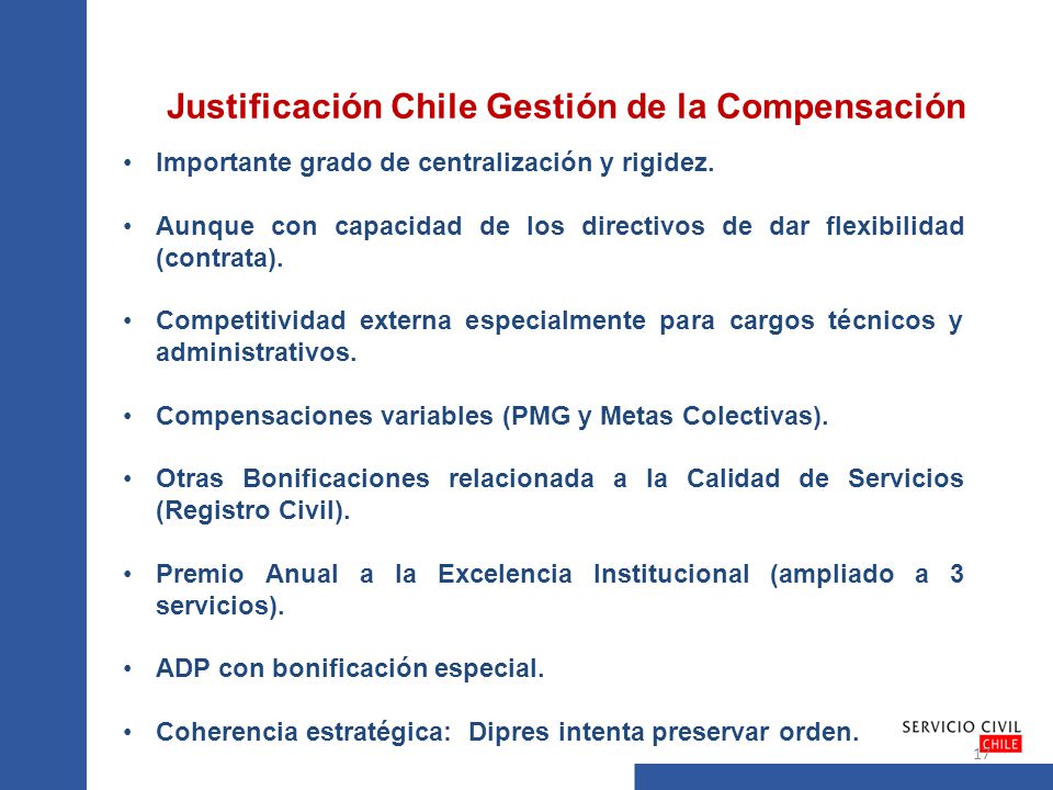Justificación Chile Gestión de la Compensación