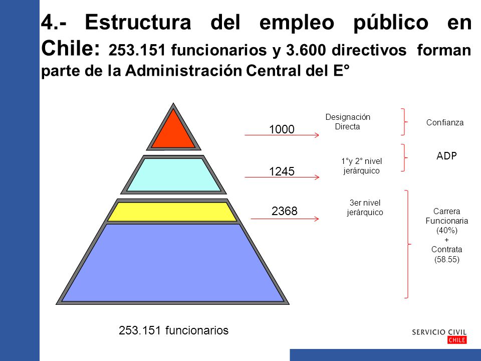 4. - Estructura del empleo público en Chile: funcionarios y 3