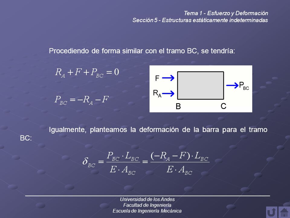 Procediendo de forma similar con el tramo BC, se tendría: