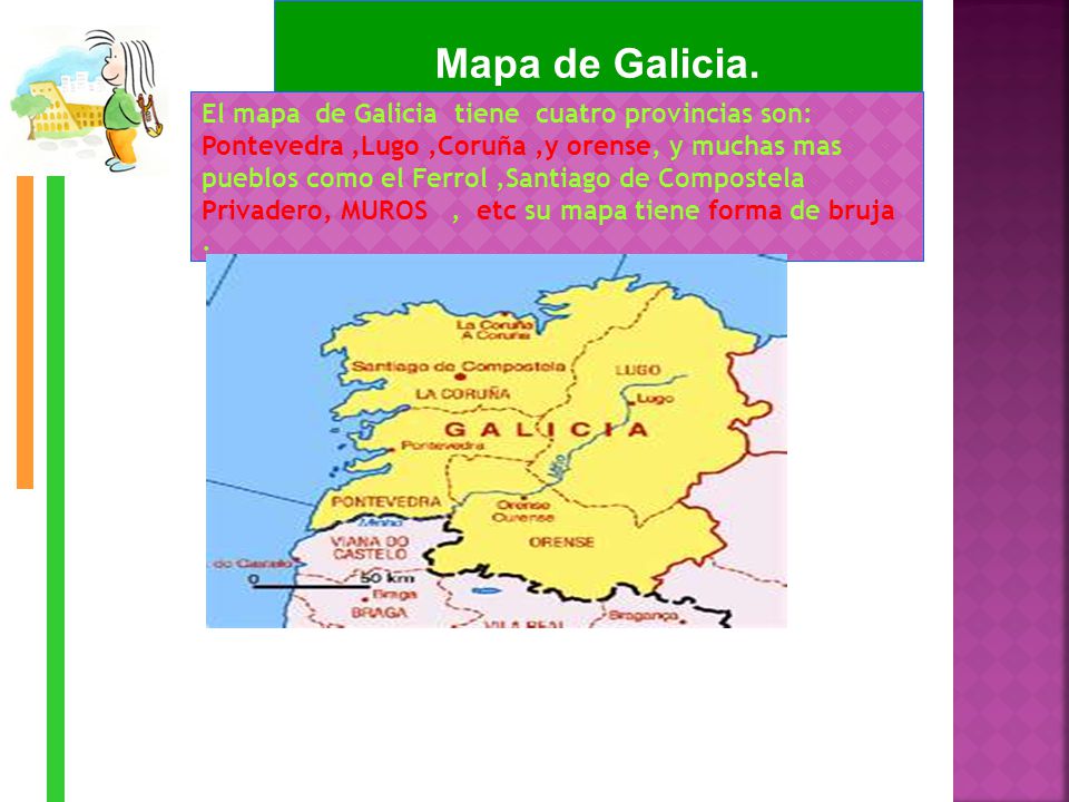 Mapa de Galicia. El mapa de Galicia tiene cuatro provincias son: