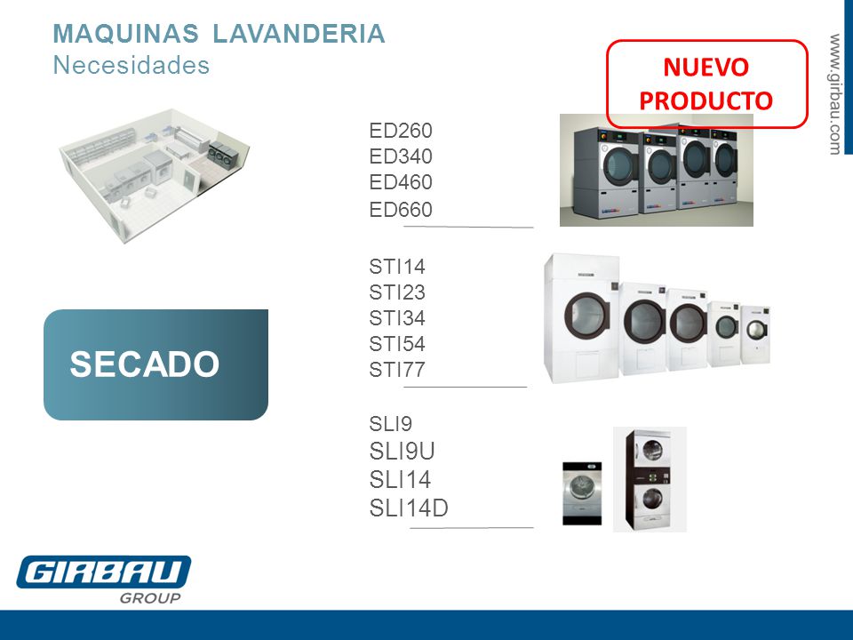 SECADO NUEVO PRODUCTO MAQUINAS LAVANDERIA Necesidades SLI9U SLI14