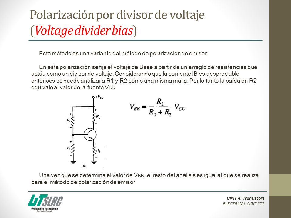 Polarización por divisor de voltaje (Voltage divider bias)