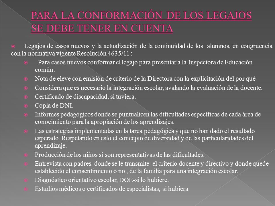 PARA LA CONFORMACIÓN DE LOS LEGAJOS SE DEBE TENER EN CUENTA
