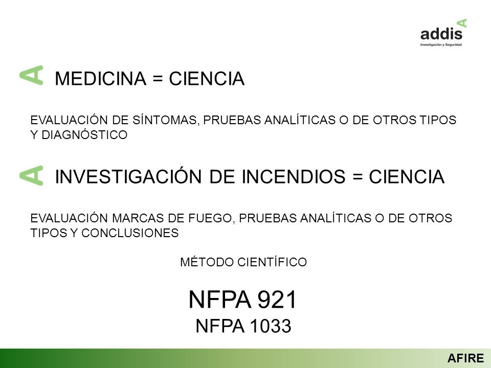 NFPA 921 MEDICINA = CIENCIA INVESTIGACIÓN DE INCENDIOS = CIENCIA