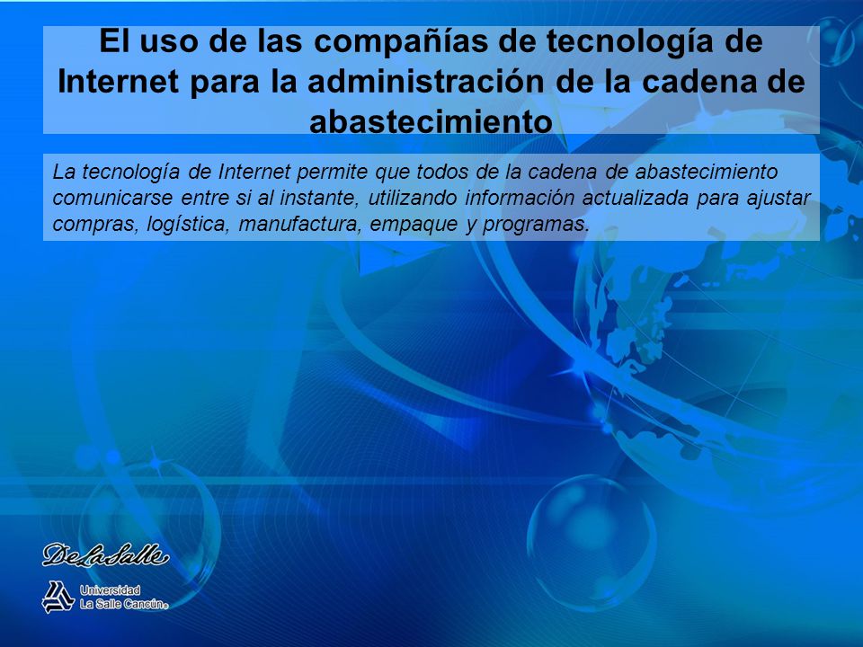 El uso de las compañías de tecnología de Internet para la administración de la cadena de abastecimiento