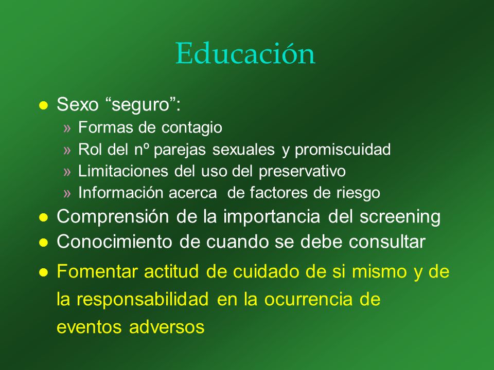 Educación Sexo seguro : Comprensión de la importancia del screening