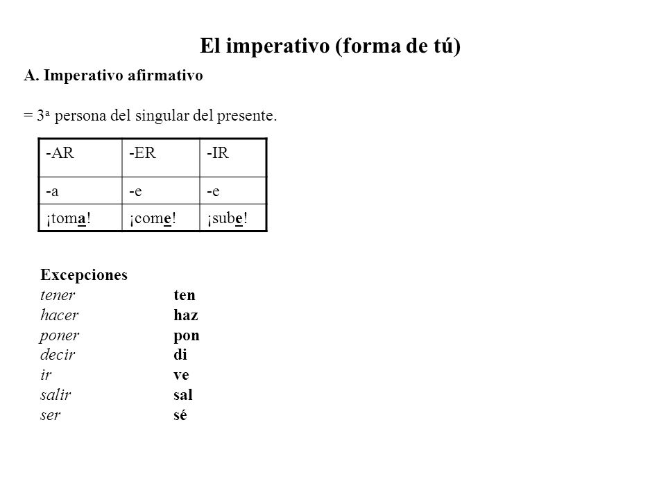 El imperativo (forma de tú)
