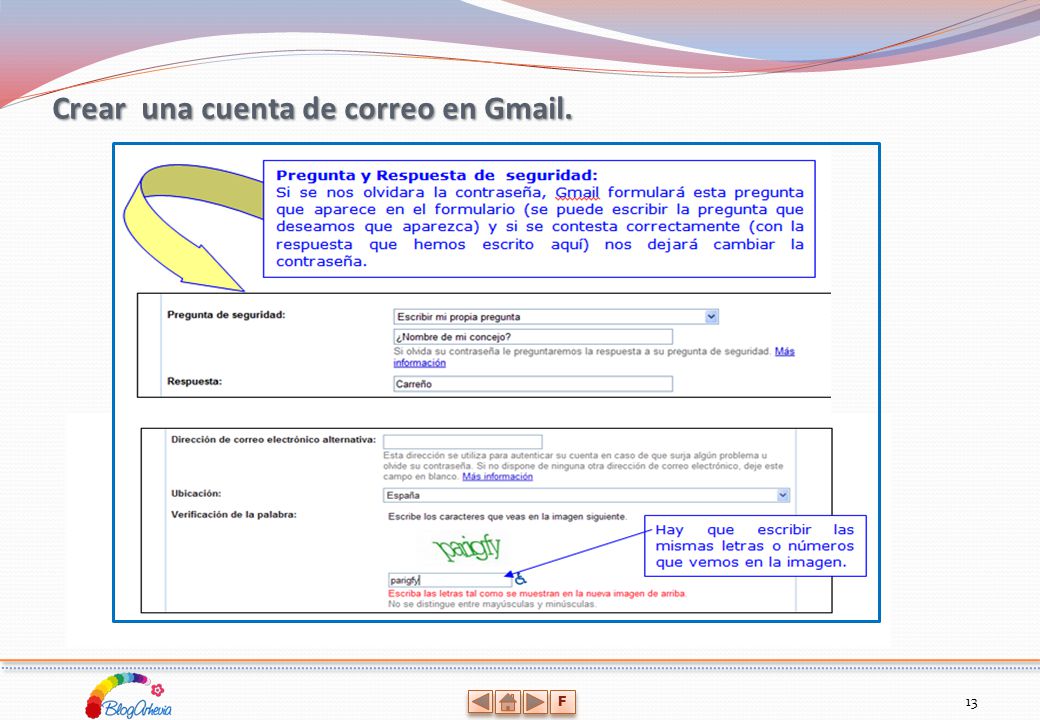 Crear una cuenta de correo en Gmail.