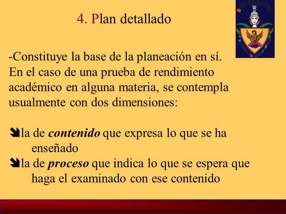 4. Plan detallado Constituye la base de la planeación en sí.