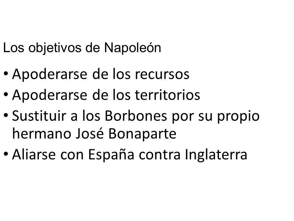 Los objetivos de Napoleón
