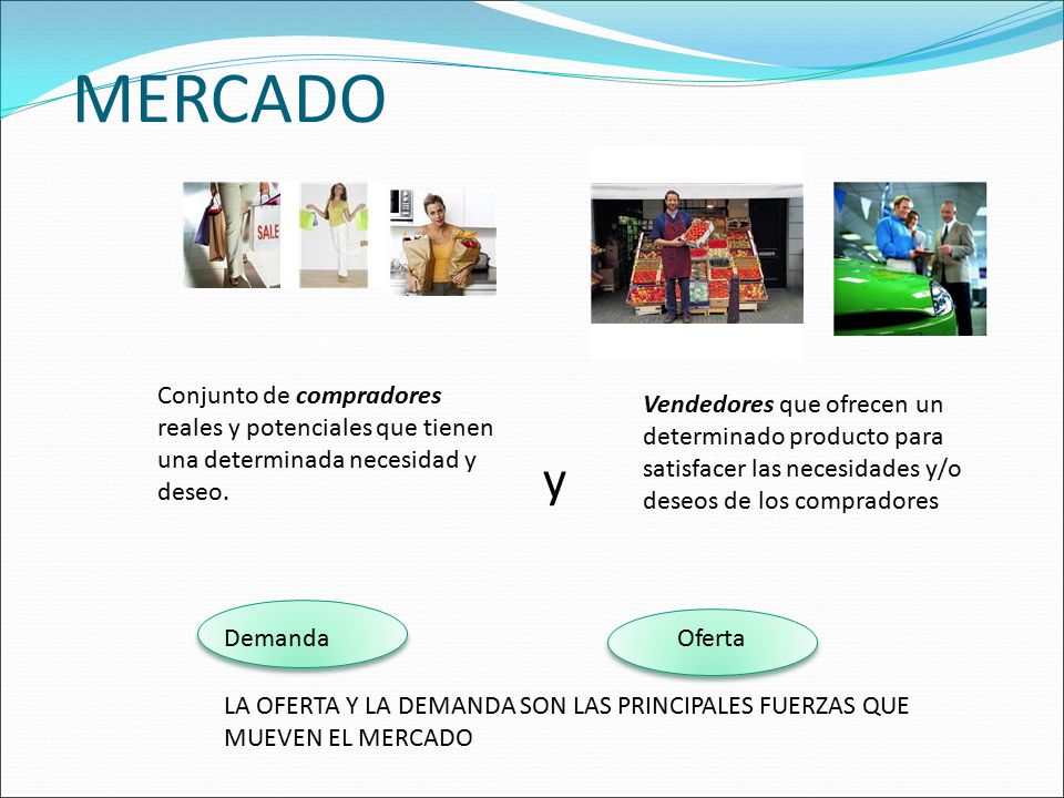 MERCADO Conjunto de compradores reales y potenciales que tienen una determinada necesidad y deseo.