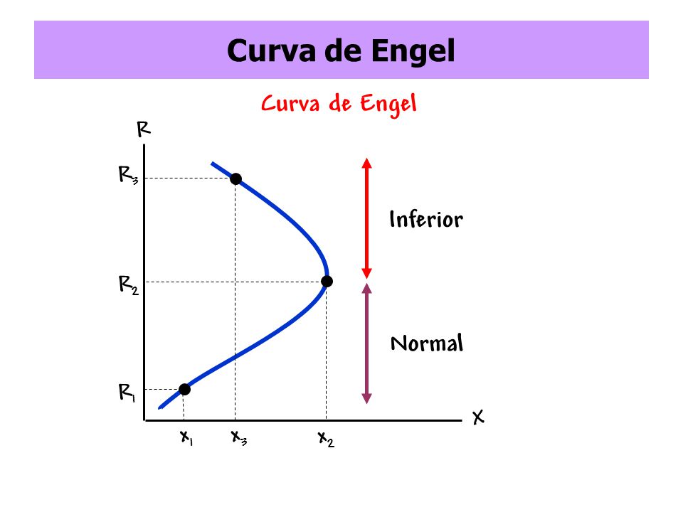 Curva de Engel Curva de Engel R R3 Inferior R2 Normal R1 X x1 x3 x2